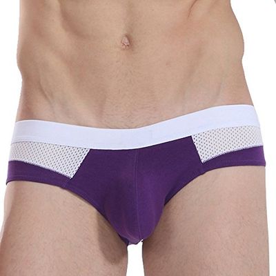 Black Nitro Men's Cotton Mesh Mix Brief, Medium, Purple