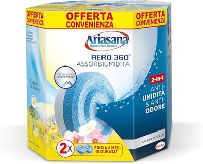 Ariasana Aero 360 Tab Fiori di Campo Bipack 2x450g, Ariasana Aero 360 Ricarica Antiumidità, Ricarica Ariasana dal Profumo Floreale, Ricarica Ariasana Aero 360 Tab a Lunga Durata, 1 Confezione da 2 Tab