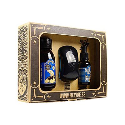 HEY JOE! - Bearded Survival Kit n. 3| Kit Barba per la Cura dell'Uomo - Olio, Shampoo e Spazzola per Barba Sana
