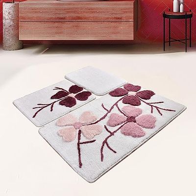 Setmat Set (3 pièces) fleurs roses et bordeaux