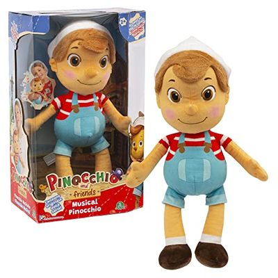 Giochi Preziosi Pinocchio - Peluche Musicale de 36 cm avec Chapeau, il Suffit d'appuyer sur Le Ventre Qui se Sent la Signature de la série télévisée, pour Enfants à partir de 3 Ans, PNH10000