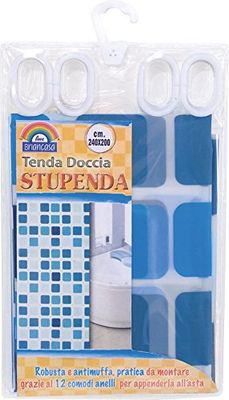 OEM SYSTEMS Ten01677a Plastic-Coated Shower Curtain - 240 x 200 cm - Blue