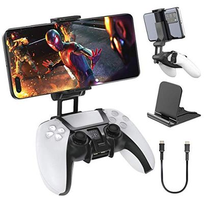 OIVO PS5 Controller mobiele telefoonhouder, PS5 mobiele telefoonhouder, PS5 controller mobiele telefoon smartphonehouder clip houder houder houder met verstelbare klem voor Sony Playstaion 5