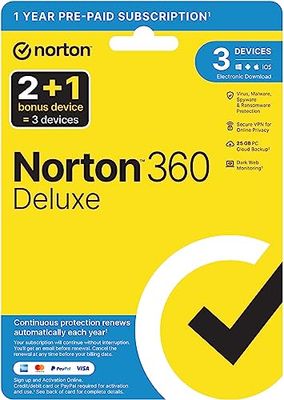 Norton 360 Deluxe 2024 Antivirus software for 3 Devices, 12 Months subscription|Deluxe|3 Device|12 Months|PC|Download