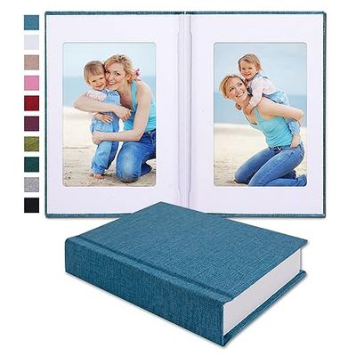 Pssoss Petit album photo 10 x 15 cm avec espace d'écriture pour 20 photos, idéal pour mariage et album photo de bébé (bleu)