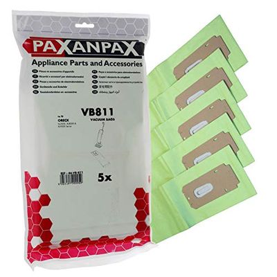 Paxanpax VB811 Lot de 5 Sacs en Papier pour Aspirateurs, compatibles pour Oreck XL2000, XL8000 et XL9000 Série Docking Marron