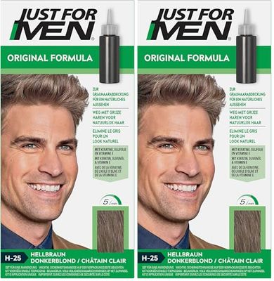 Just For Men Gel Colorant, Teinture Cheveux Châtain Clair, Coloration Cheveux Homme, Couvre Les Cheveux Blancs Et Restaure La Couleur D'Origine Pour Un Résultat Naturel, Rapide Et Facile, H25