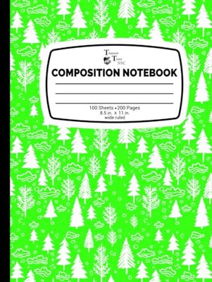Mixed Winter Trees Neon Green Composition Notebook