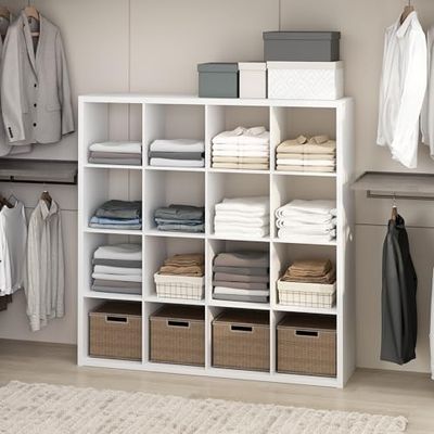 Furinno Cubic Estantería Organizadora de Ropa y Armario de Cubo Abierto Multifuncional, 16 Cubos, Blanco