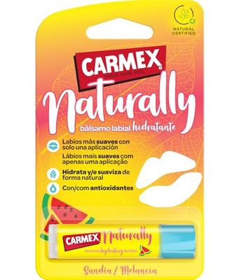 Carmex Bálsamo Labial, Naturally Sandía, 4,25g. Hidrata, suaviza y calma de forma natural.