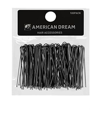 American Dream Straight Hair Pins, Black 2.5-inch/ 6.35 cm - Pack of 100