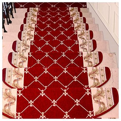 uutaoumee European Style Stair Stepping Mat,Self-adhesive Home Stair Mat,Anti-slip Mat,Solid Wood Staircase Carpet,Suitable For The Elderly,Children And Pets,I(5pc)-31.4¡Á9.4¡Á1.1in