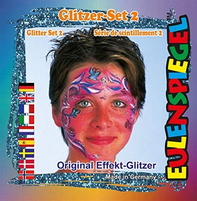 Eulenspiegel 934562 - Glitter Motif Set 2, 4 x 2 g, purpurina, carnaval, Halloween, fiesta temática