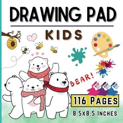 DRAWING PAD KIDS: Blank Paper for Drawing writing and painting suitable for toddlers and children ages 1-5 years old, 116 pages, Size8.5"x8.5" (Suitable for use as an activity book to carry anywhere)