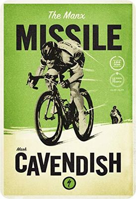 Schatzmix Cartel de Chapa para Bicicleta Mark Cavendish Manx, Placa de Metal, decoración de Pared, 20 x 30 cm, Color Plateado