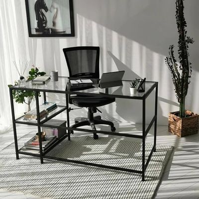 Dmora Doris Desk, Multipurpose Writing Desk, Office Table for PC Holder, Worktop, 130 x 60 x 75 cm, Black