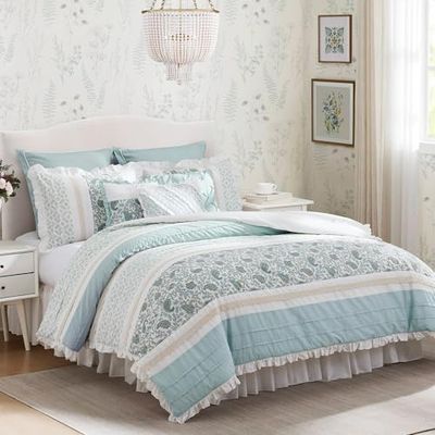 Madison Park Dawn 9 Piece Comfroter Set-Blue-King [Misc
