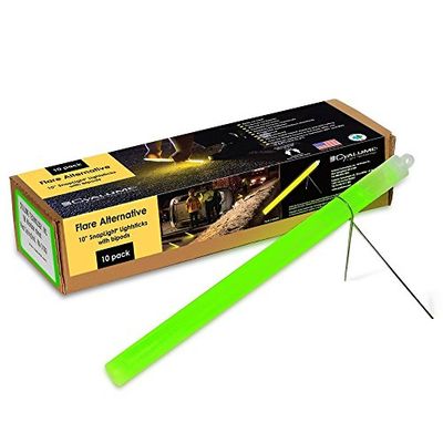 Cyalume Technologies SA9-27049AM SnapLight Bâtons Lumineux, Flare Alternative, 2 heures, 25 cm, 10'', Vert (Pack de 10)