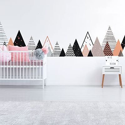 Stickers muraux Enfants - Décoration Chambre bébé - Autocollant Sticker Mural géant Enfant Montagnes scandinaves RAFIKA - 50x85cm