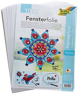 folia 450230 - raamfolie kleurloos, zelfklevend, ca. 23 x 33 cm, 10 vellen - ideaal als sjabloonboog voor raamfoto's, Window Color