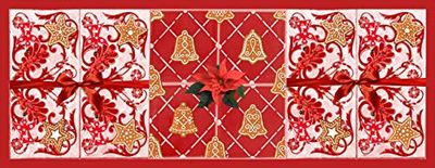 Doge Milano Chemin de cuisine, 100% Made in Italy, Tapis antitache avec impression numérique, Chemin de table antidérapant et lavable, Modèle de Noël - Carter, cm 140x52