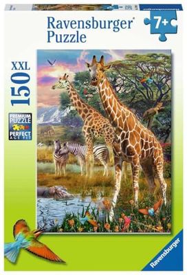 Ravensburger- Kleurrijke savanne Elefante, Tigre 12943 – Savana Colorata, 150 Pezzi, XXL – Puzzle per Bambini dai 7 Anni in su, Colore Argento