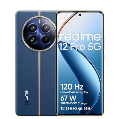 realme Teléfono Móvil 12 Pro 5G 12 + 256GB, Cámara para Retratos con teleobjetivo, Sony IMX882 con OIS, Pantalla de visión Curva de 120Hz, Procesador Snapdragon® 6 de 1ª generación 5G, Submarine Blue