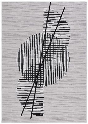 Safavieh Modern tapijt voor woonkamer, eetkamer, slaapkamer - Odyssey Collection, korte pool, grijs en zwart, 91 x 152 cm