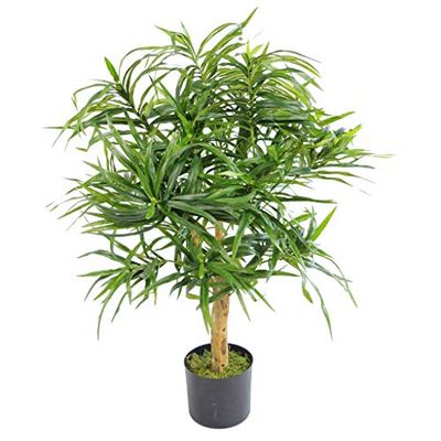 Leaf Árvore ficus artificial de folhas, dracaena verde, 100 cm