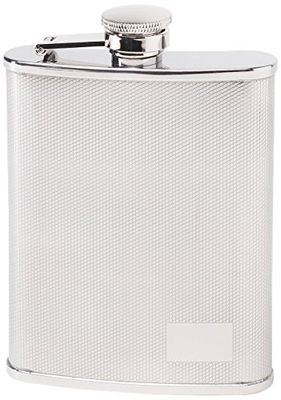 Herbertz Pocket bottle - stainless steel - 177 ml - mirror polished - secured screw cap - monogram surface