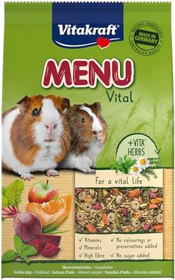 Vitakraft Menü Vital, aliment pour cochons d’Inde, avec pomme, potiron, betterave rouge, enrichi aux herbes, sans sucre ajouté ni céréales (1x 5kg)