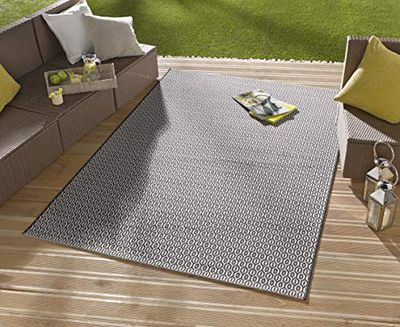 NORTHRUGS Tapis d'intérieur et d'extérieur Coin - 160 x 230 cm - Résistant aux intempéries - Moderne - Couleur Unie - pour Balcon, terrasse, Jardin, Jardin d'hiver, salon - Étanche - Noir
