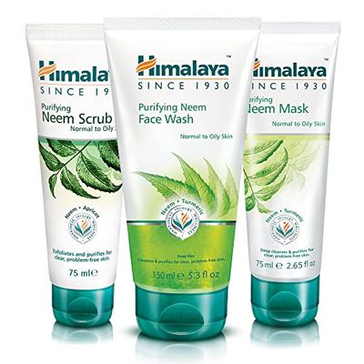 Himalaya Herbals Purifying Neem Face Wash SET with Face Scrub & Face Mask | Natural Moisturising Facial Cleanser with Goodness of Neem and Turmeric, Deeply Cleans Pores and Pimples (SET)