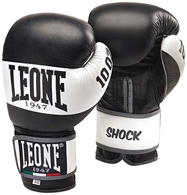 LEONE 1947 GN047 Shock Boxing Gloves-GN047, unissexo para adultos, preto, 16 oz