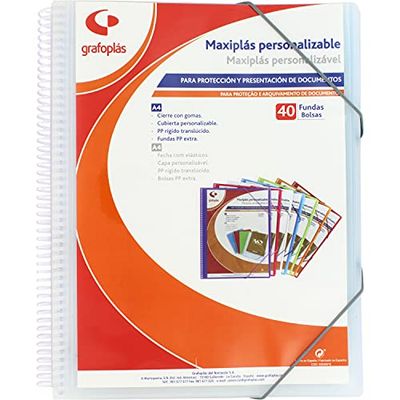Grafoplás 39844000 Custom Maxiplas Binder with Spiral, 40 Covers, Multicoloured, 30.8 x 24 x 20