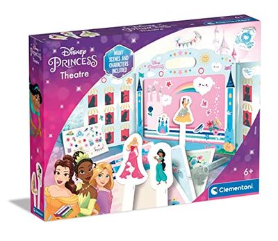 Clementoni - 18727 - Disney Princess Theatre - Teatrino in Cartone da Costruire, con Principesse Disney, per Inventare Storie, Gioco Creativo Bambina 7 Anni - Made in Italy
