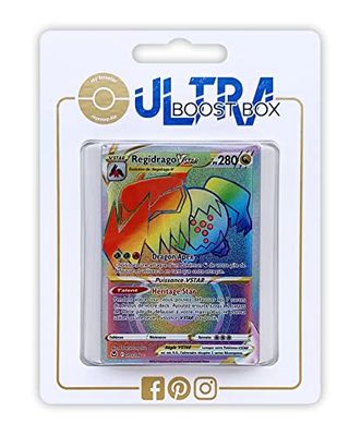Regidrago VSTAR 201/195 Arc en Ciel Secrète - Ultraboost X Epée et Bouclier 12 Tempête Argentée - Coffret de 10 Cartes Pokémon Françaises