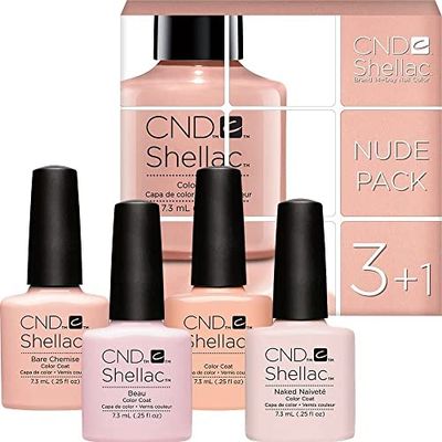 CND Shellac Lot de 4 vernis à ongles de 4 couleurs différents, pack nude