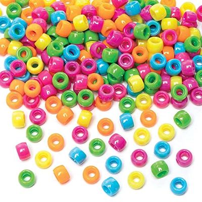 Baker Ross FE489 Perles en Couleurs Vifs - Paquet de 600, embellissements multicolores pour la fabrication de bijoux pour enfants, l'artisanat et les activités d'artisanat