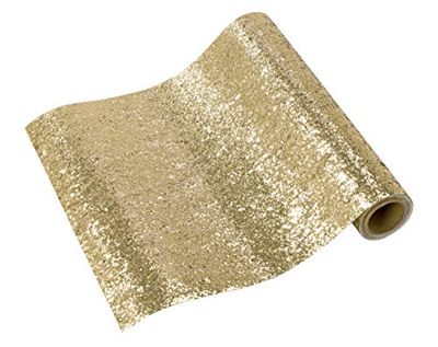 Talking Tables Kerst Decoraties Bruiloft Banket Evenement Diner, Goud PU Glitter Tafelloper. 3M