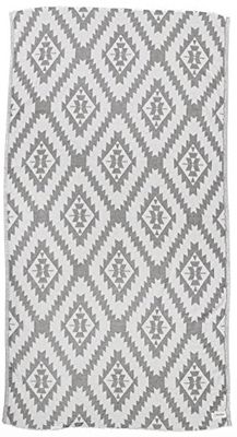 Bersuse 100% Algodon - Zipolite Toalla Turca - Fouta Toalla de Playa y Toalla de Baño - Doble Capa - Diseño Tribus Etnicas, Oeko-Tex - 95 x 175 cm, Gris-Plata