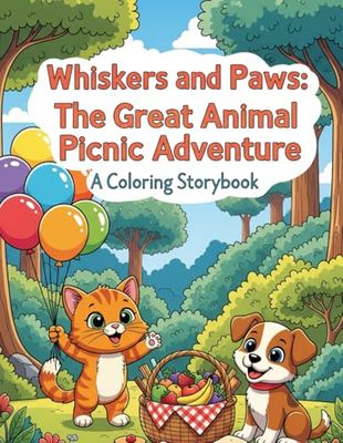 Whiskers and Paws: The Great Animal Picnic Adventure: An Adorable Coloring Storybook for Kids with Fun Animal Adventures