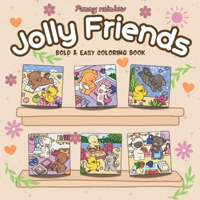 Jolly Friends: Bold and Cute Coloring Book for Adults and Teens Featuring Cartoon Animal Pals Enjoying Holiday Activities.