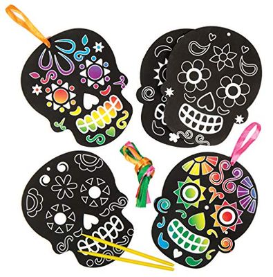 Baker Ross Day of The Dead Scratch Art Deation, 6 stuks