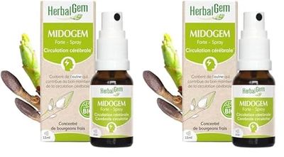 HerbalGem|Midogem Forte Spray Bio|Complexe de Gemmothérapie Concentrée|15 ml (Lot de 2)