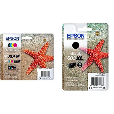 Epson Multipack 4 Colours 603 Xl Black/Std. Cmy, C13T03A94020 & - Cartucce Per Stampante 603, Confezione Multipla Da 3 Colori