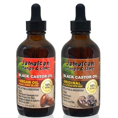 Jamaican Mango and Lime Black Castor Oil Twin Pack - 1 x Original and 1 x Argan Black Castor Oil 118 ml Each (Pack of 1)