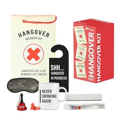 Fisura - Katerset, cadeauset voor bruiloft, verjaardag en feest, uniseks survivalset, grappig cadeau voor vrienden, 8 producten (Engels)