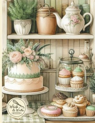 Whisk & Write: Kitchen Composition Notebook | Vintage Kitchen Journal | Shabby Chic Recipe Keeper | 120 College-Ruled, Lined, White Pages