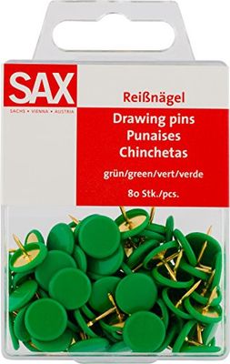 Unghie SAX, 80 pz., verde, diametro testa 10 mm, in metallo con rivestimento in plastica, in una pratica scatola di immagazzinaggio